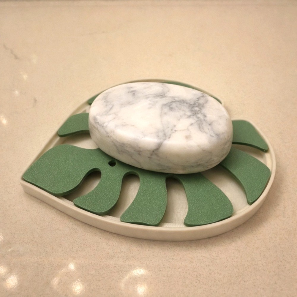 Modern Green Leaf Soap Holder Spa Bathroom Tray